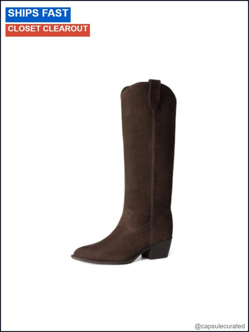 Suede Knee High Fall Boots for Women Pull On Western Cowgirl
